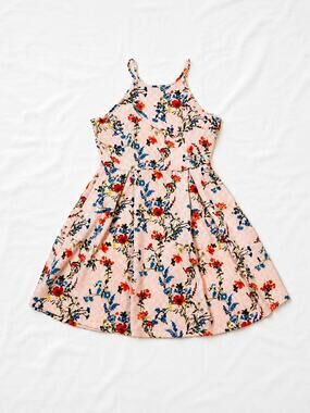 Love J Juniors M Floral Stripe Fit & Flare Skater Dress